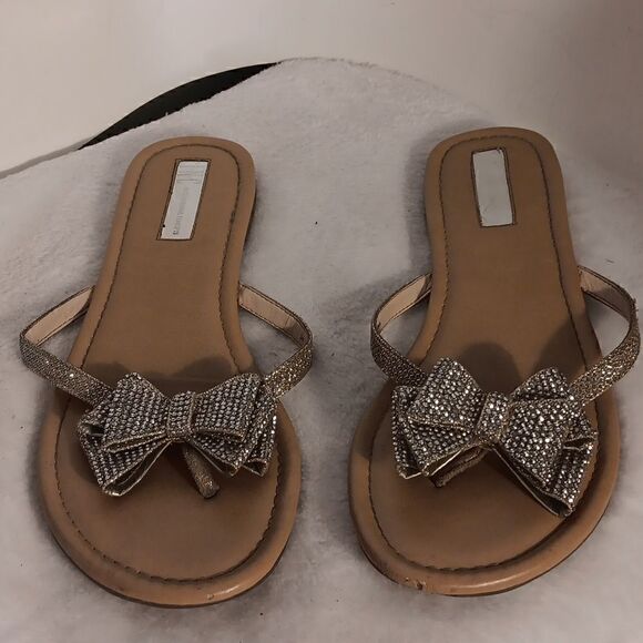 INC Rhinestone Sparkle Bow Thong Sandals - Picture 1 of 7